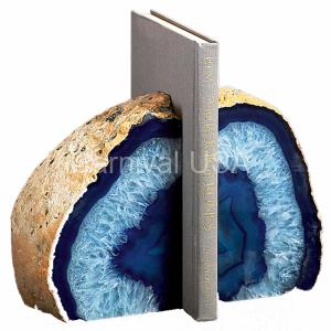 Blue Agate Bookends