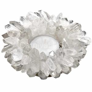 Clear Quartz Rd Candle holder