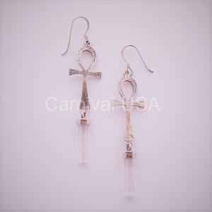 Sterling Silver Clear quartz/Ankh Earrings