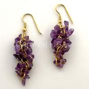 Gold Plated Amethyst Grape Earrings