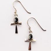 Sterling Silver Ying/Yang/ Ankh Earrings