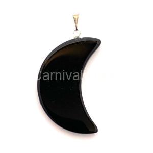 Black Agate Moon Pendant