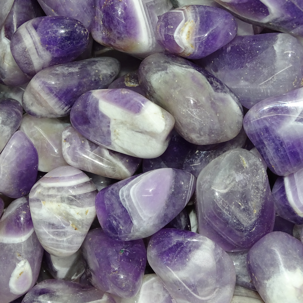 Amethyst Chevron Tumbled Stones